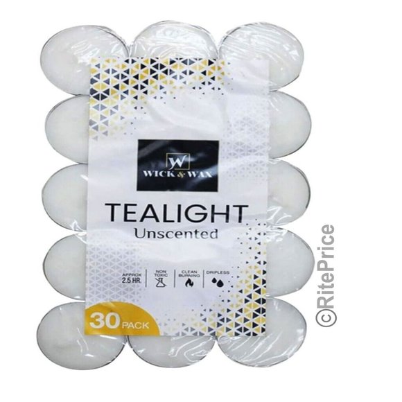 30 PCS (1 Pack) Tealight Unscented White Candles 2.5 Hour Burn Time Dripless - Picture 3 of 12